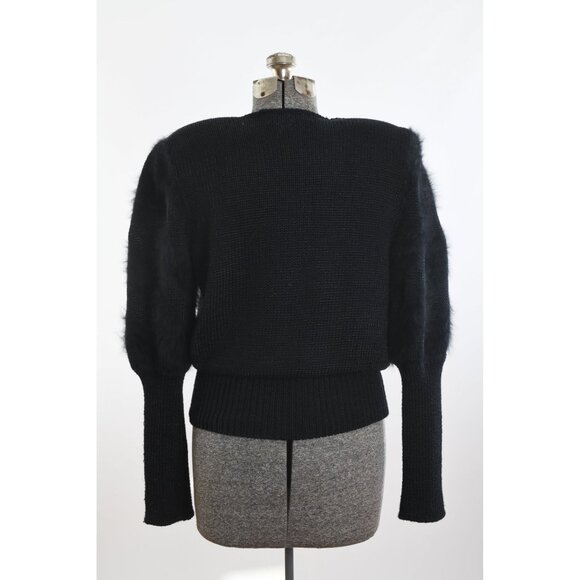 Vintage 1980s Large Black Sequin Leg of Mutton Sweater | by Sideeffects - Picture 6 of 9